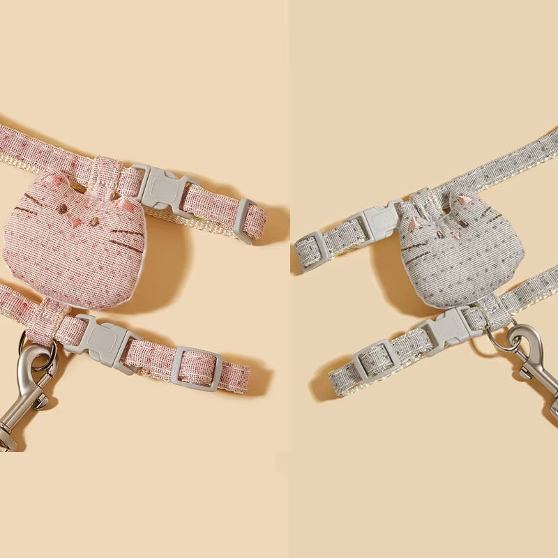 Adjustable Cat Harness Leash Set for Walking, Safety Belt