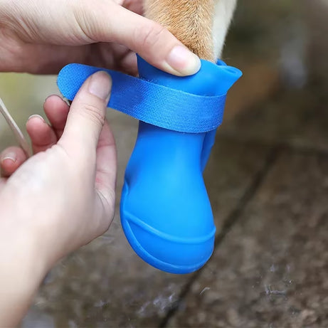 4Pcs Waterproof Anti-Slip Rubber Rain Boots for Dogs & Cats