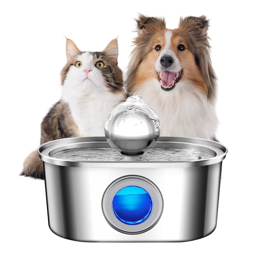 Stainless Steel Cat & Dog Water Fountain with Auto Dispenser