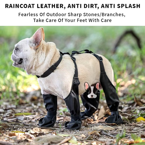 Waterproof Adjustable Non-Slip Dog Boots for Small & Medium Bulldogs