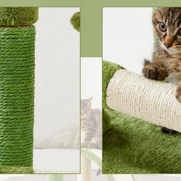 Cactus-Shape Natural Sisal Rope Cat Scratching Post – Easy to Assemble