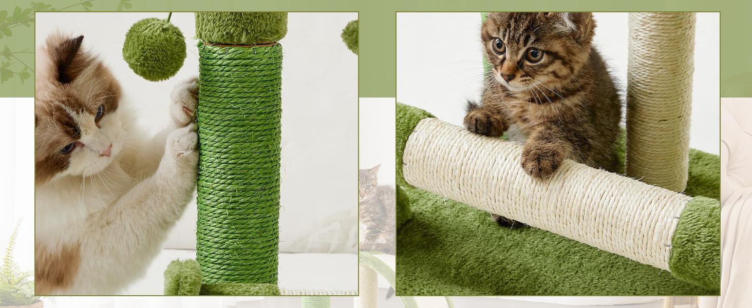 Cactus-Shape Natural Sisal Rope Cat Scratching Post – Easy to Assemble