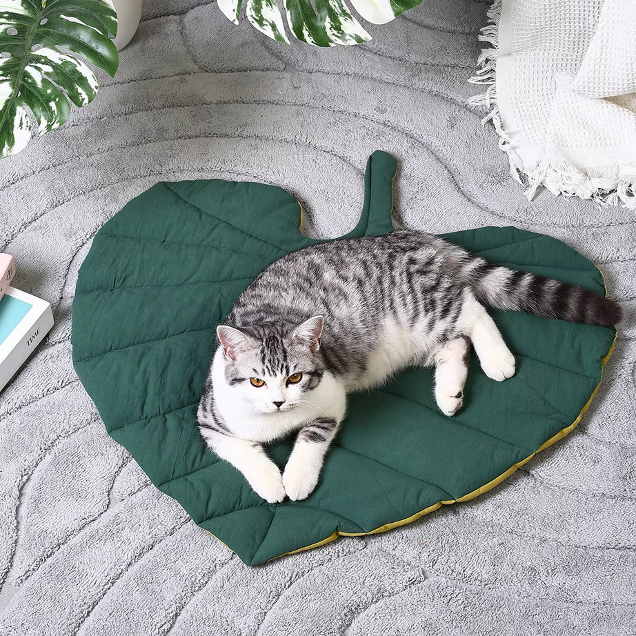 Leaf-Shaped Cat Mattress & Dog Bed, Double-Sided, Warm Pad