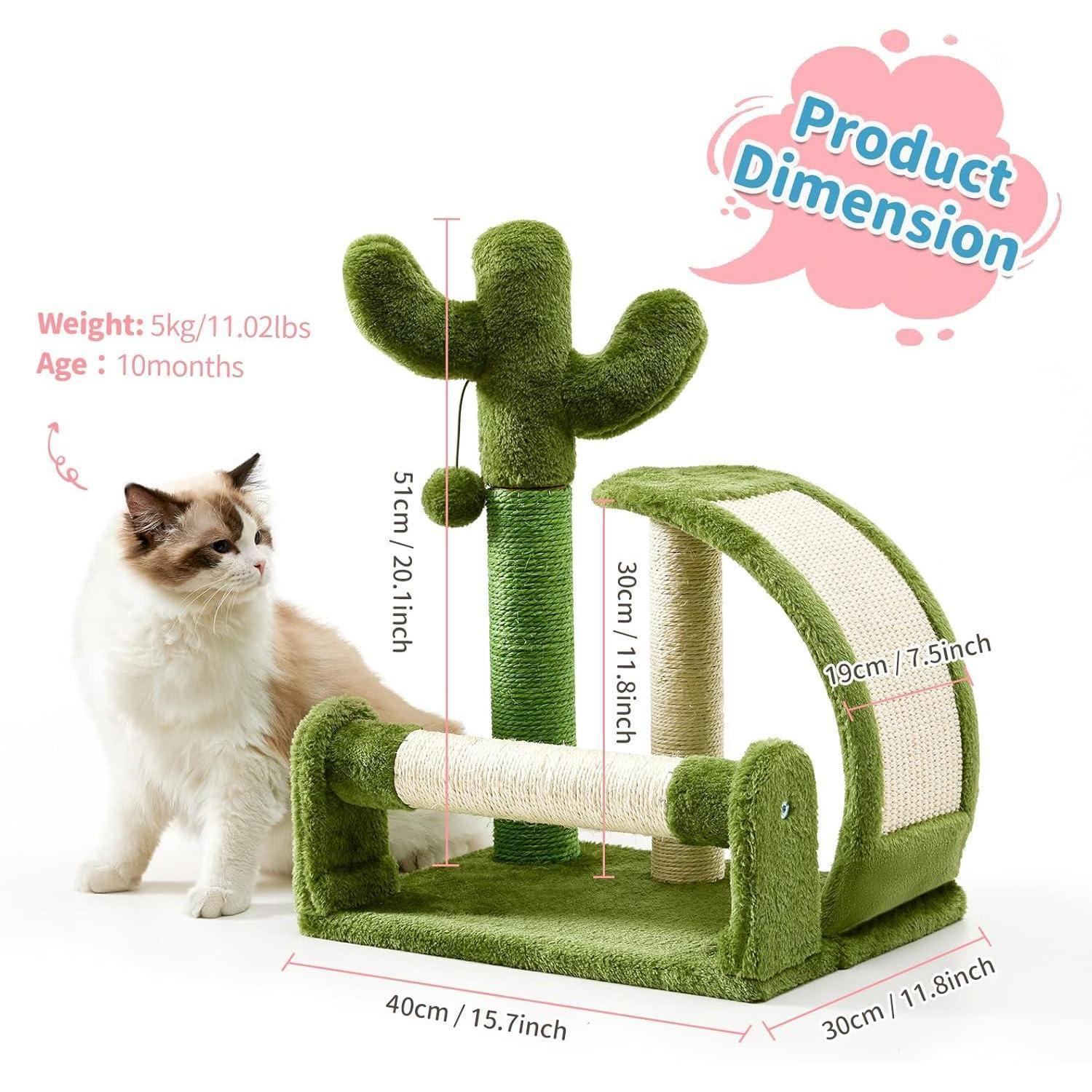 Cactus-Shape Natural Sisal Rope Cat Scratching Post – Easy to Assemble