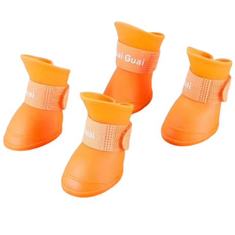 4Pcs Waterproof Anti-Slip Rubber Rain Boots for Dogs & Cats