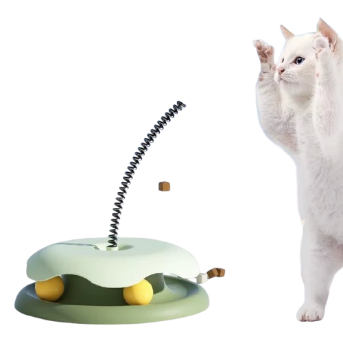 Hot Cat Toys Set High Cat Stick, Turntable Ball & Leaky Food