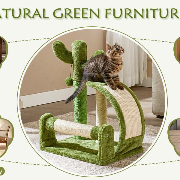 Cactus-Shape Natural Sisal Rope Cat Scratching Post – Easy to Assemble