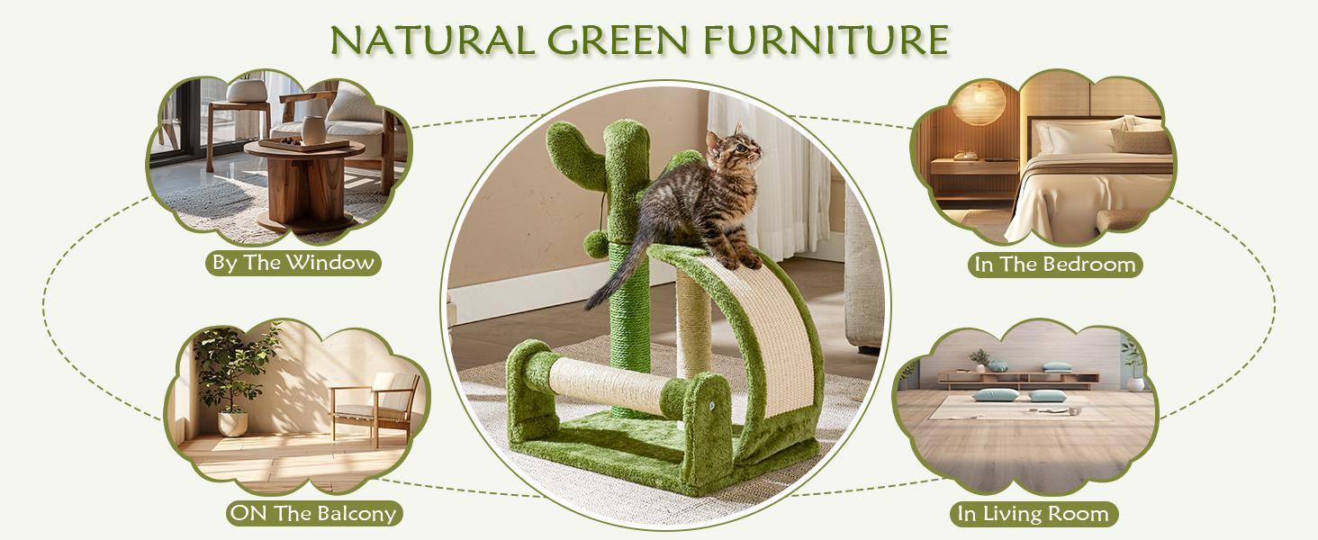 Cactus-Shape Natural Sisal Rope Cat Scratching Post – Easy to Assemble
