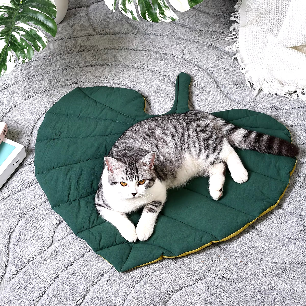 Leaf-Shaped Cat Mattress & Dog Bed, Double-Sided, Warm Pad