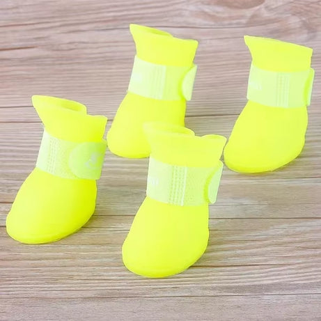 4Pcs Waterproof Anti-Slip Rubber Rain Boots for Dogs & Cats