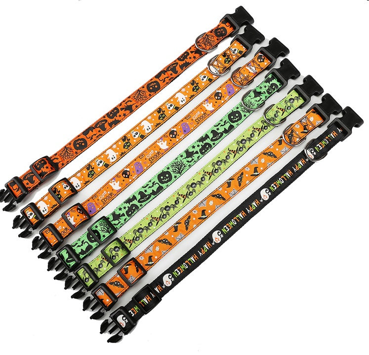 Adjustable Halloween Pet Collar – Nylon Dog & Cat Costume Accessory