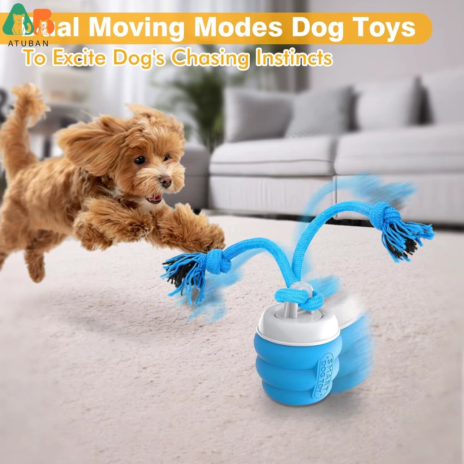 Motion-Activated Squeaky Rolling Dog Toy for Training & Fun