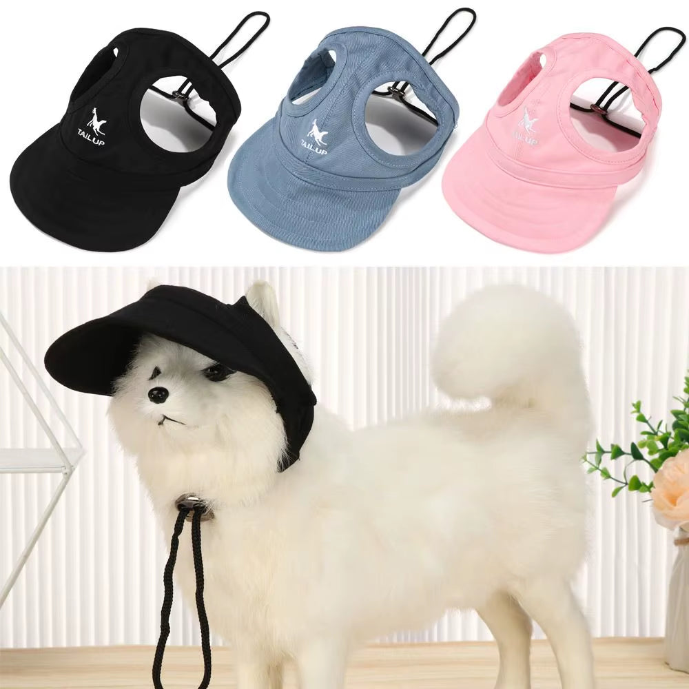 Pet Baseball Hat with Ear Holes - Adjustable Sun Cap for Pets