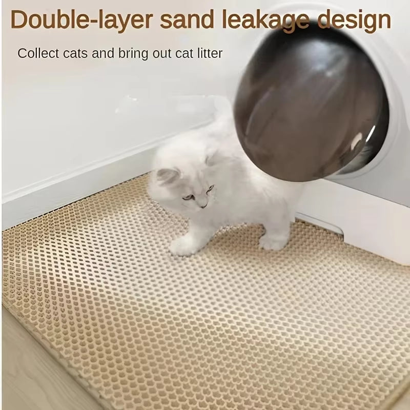 Double Layer Waterproof Cat Litter Mat, Non-Slip, Washable