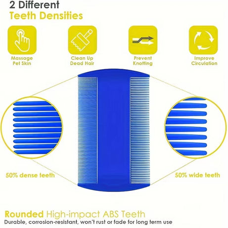 4Pcs Pet Comb Set for Fleas, Lice, Dandruff & Hair Removal