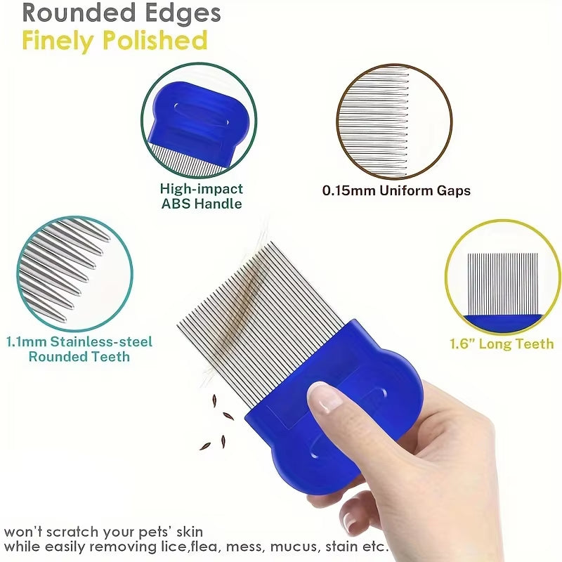 4Pcs Pet Comb Set for Fleas, Lice, Dandruff & Hair Removal