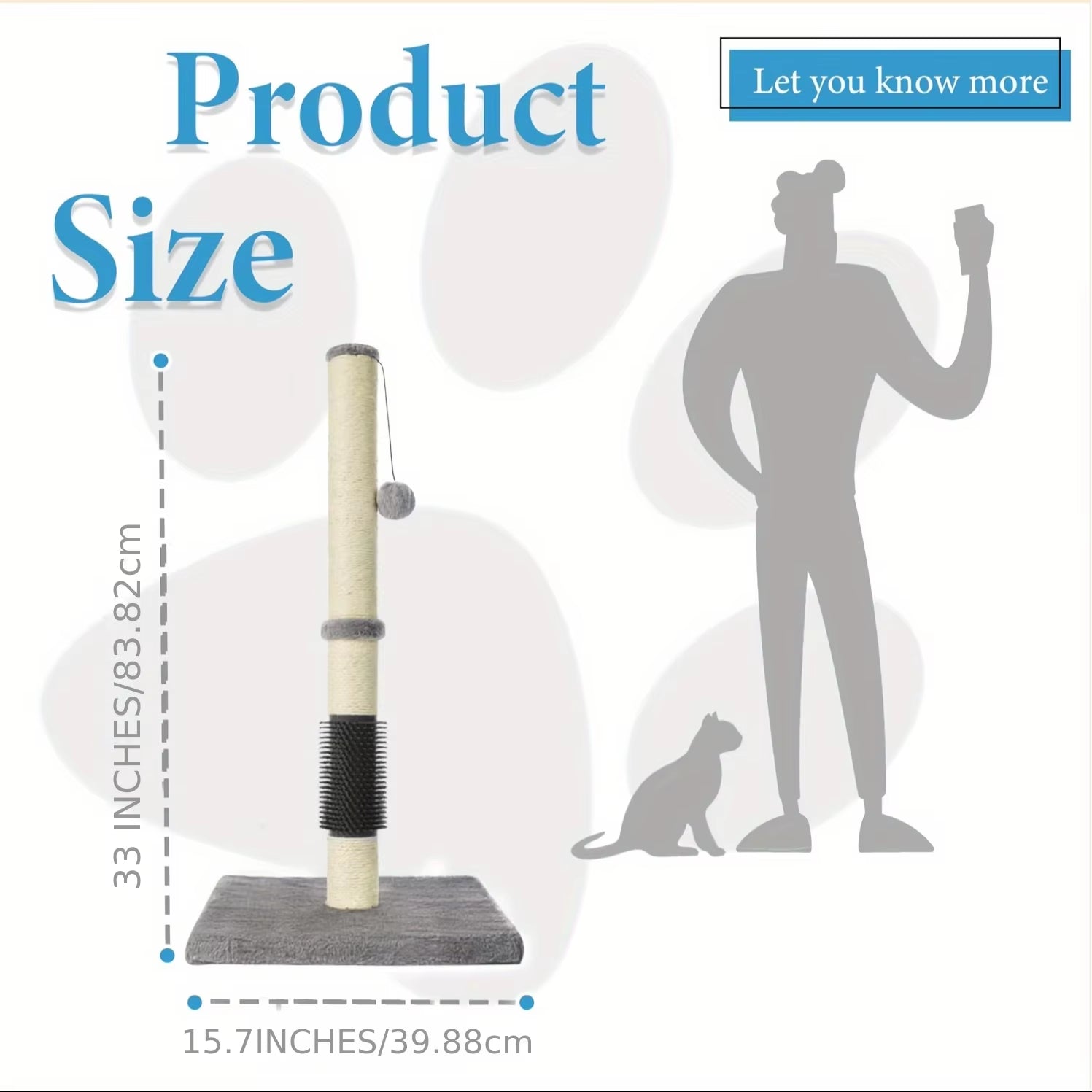 Cat Scratching Post with Groomer, Sisal Rope, Hanging Ball