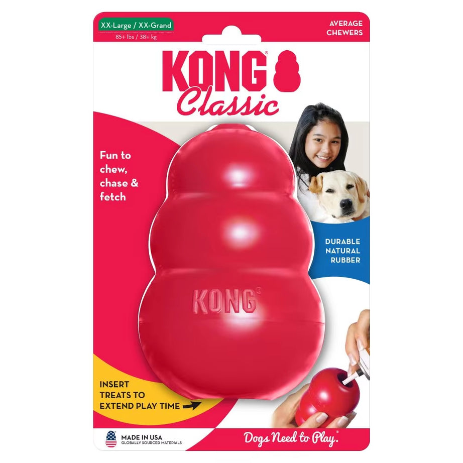 Classic Dog Toy Tough Natural Rubber, Red, Fun to Chew