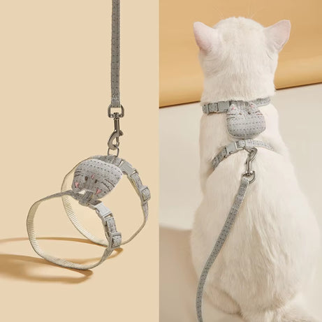 Adjustable Cat Harness Leash Set for Walking, Safety Belt