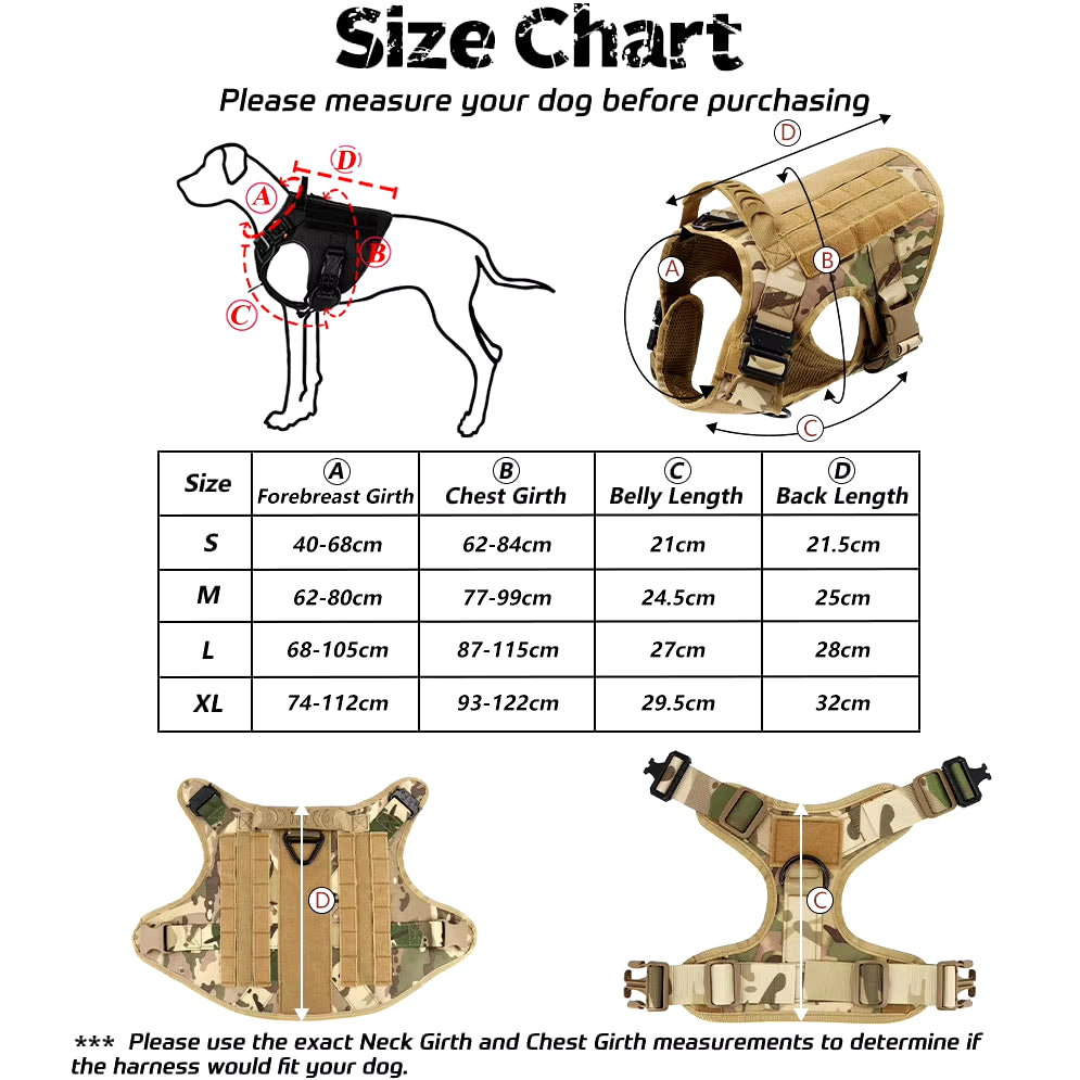 Tactical Dog Harness Leash Collar Set for Large Dogs