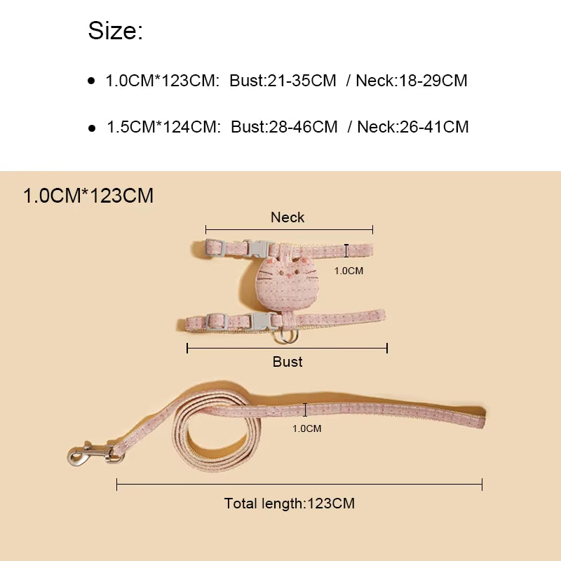 Adjustable Cat Harness Leash Set for Walking, Safety Belt
