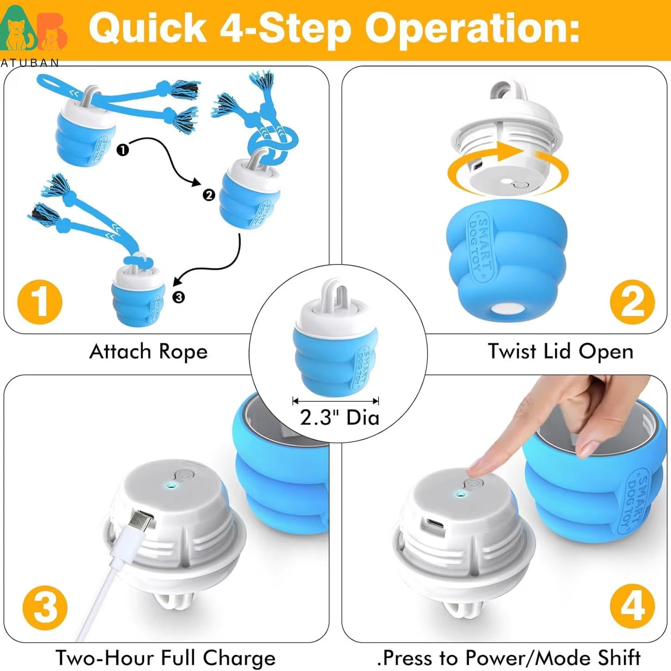 Motion-Activated Squeaky Rolling Dog Toy for Training & Fun