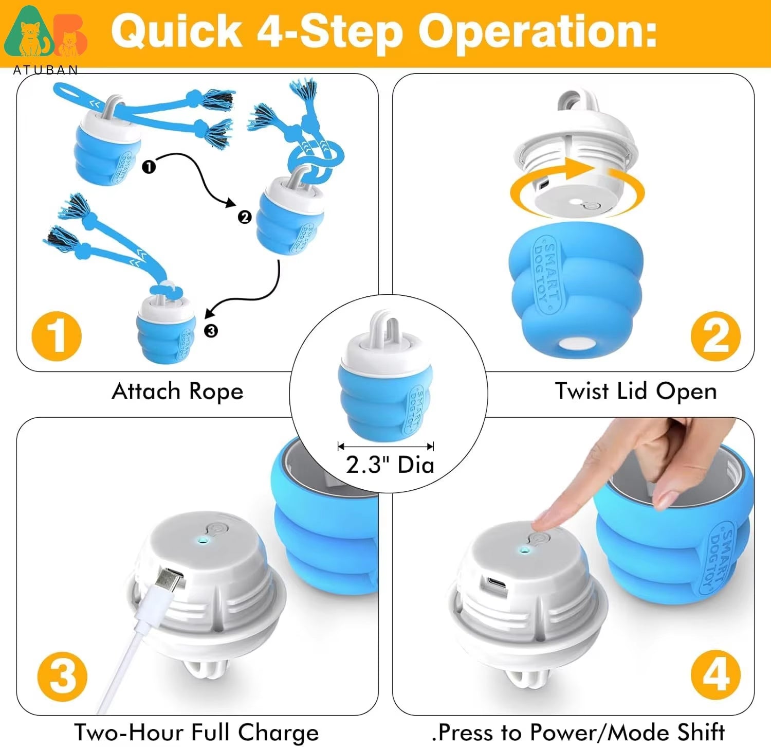 Motion-Activated Squeaky Rolling Dog Toy for Training & Fun