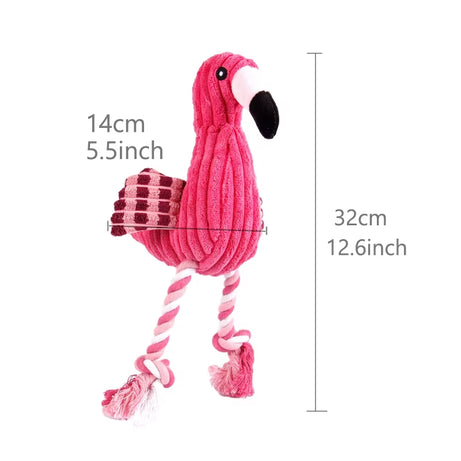 Flamingo Plush Dog Toy: Squeaky, Chew Rope, Teeth Cleaning