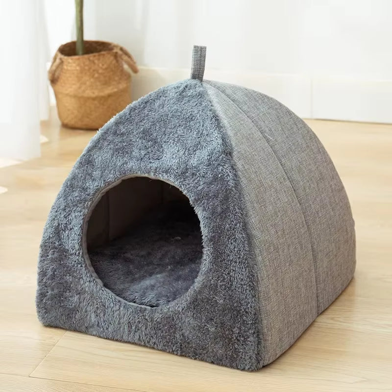 Winter Warm Foldable Cat Bed Soft Plush Pet House Sofa for Dogs