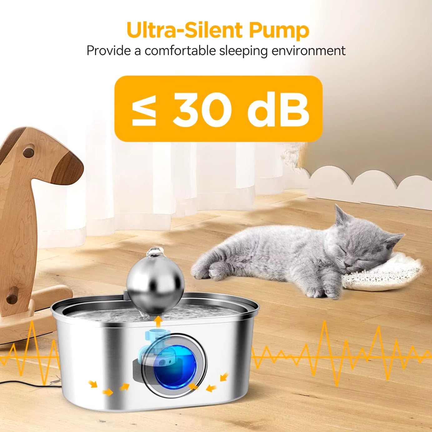 Stainless Steel Cat & Dog Water Fountain with Auto Dispenser