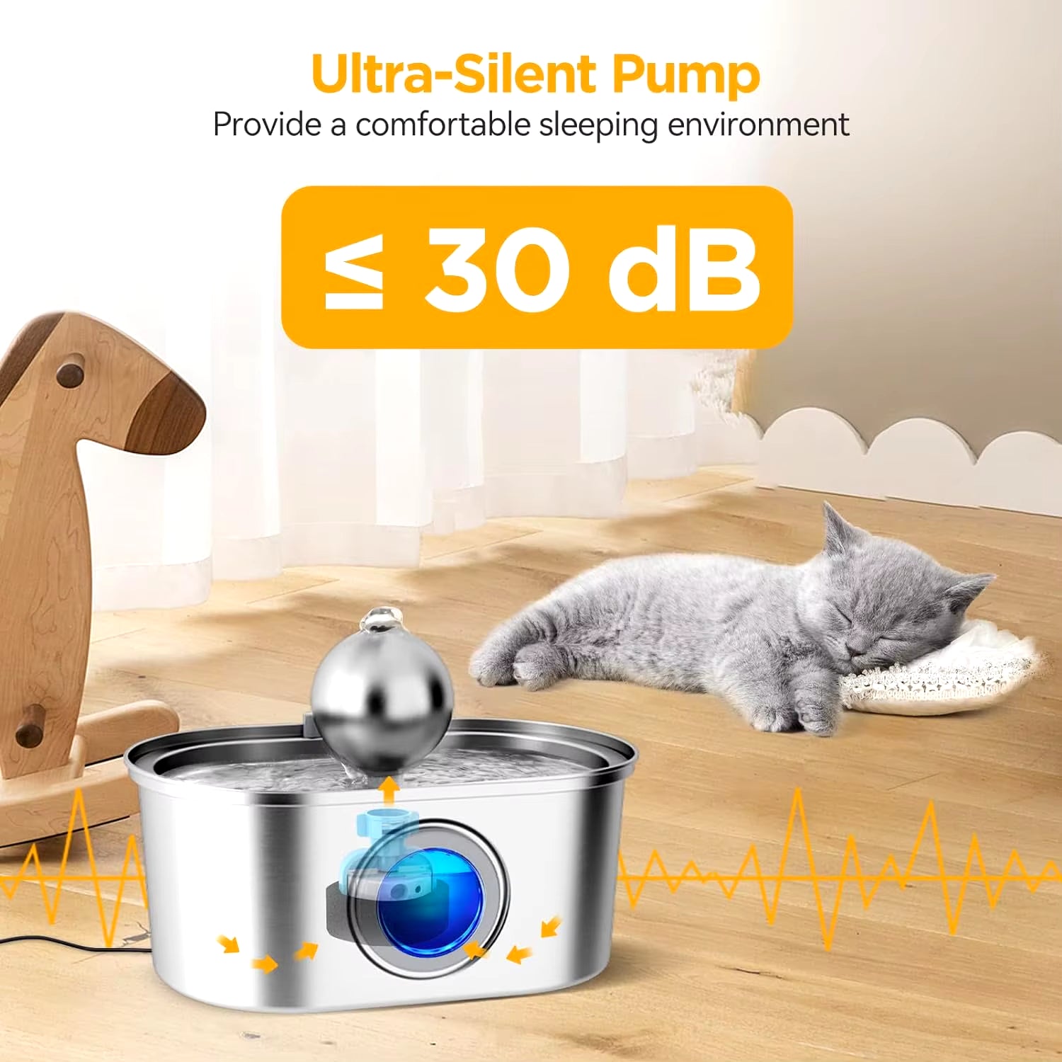 Stainless Steel Cat & Dog Water Fountain with Auto Dispenser