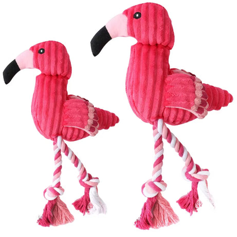 Flamingo Plush Dog Toy: Squeaky, Chew Rope, Teeth Cleaning