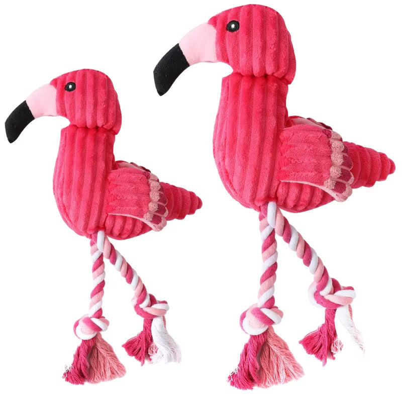 Flamingo Plush Dog Toy: Squeaky, Chew Rope, Teeth Cleaning