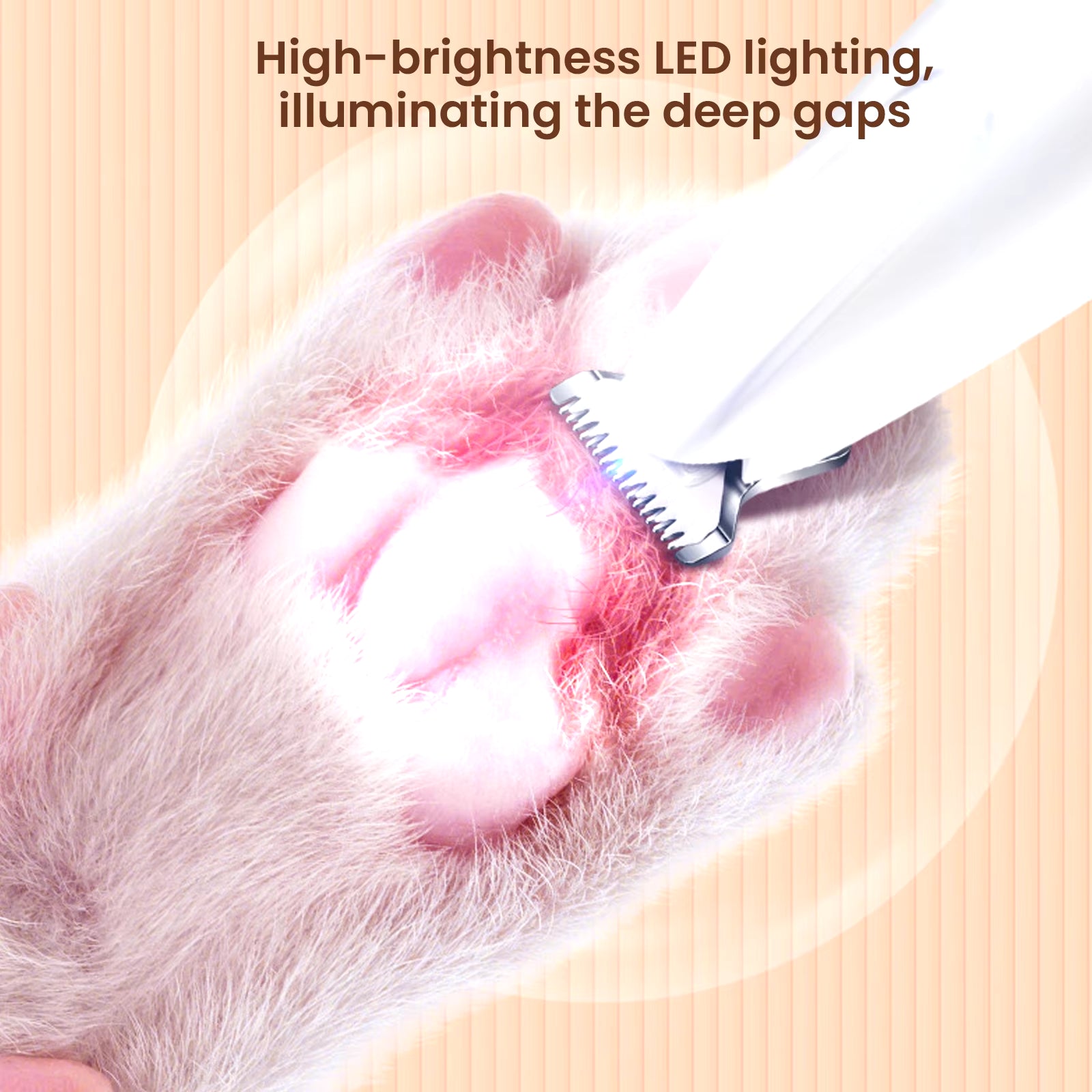 Rechargeable Waterproof Pet Paw Trimmer with LED Light for Dogs