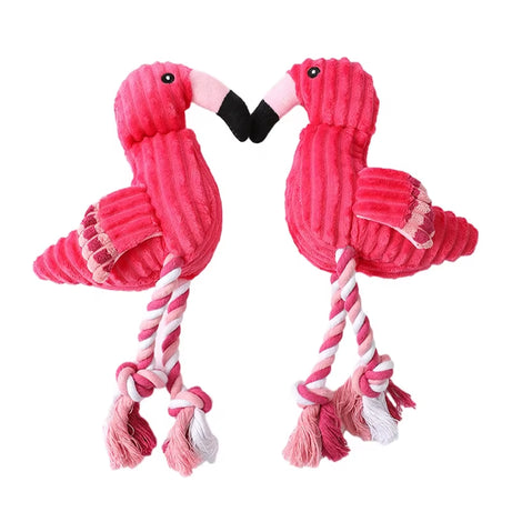 Flamingo Plush Dog Toy: Squeaky, Chew Rope, Teeth Cleaning
