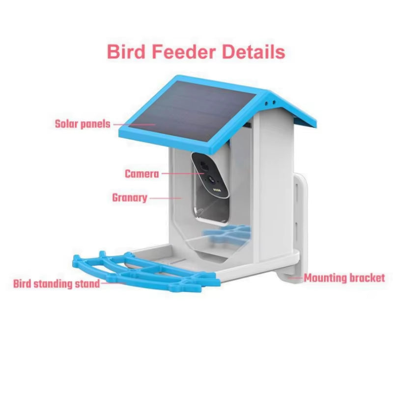 Bird Smart Feeder 1080P Camera, Solar, Night Vision, IP66, 4G/WiFi