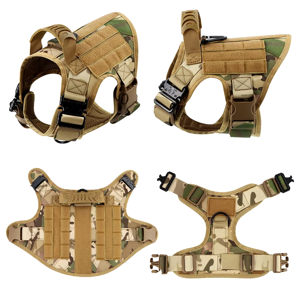 Tactical Dog Harness Leash Collar Set for Large Dogs
