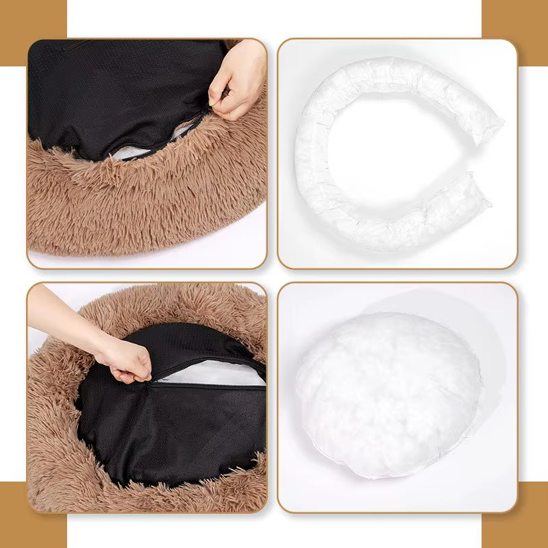Ultra Soft Washable Pet Dog Bed, Round Cuddler Cushion, Warm