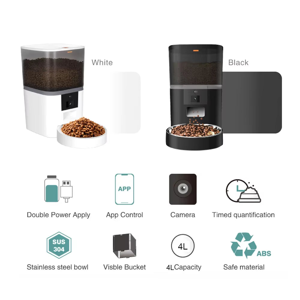 4L Smart Pet Feeder with Camera & App Control, Auto Dispenser