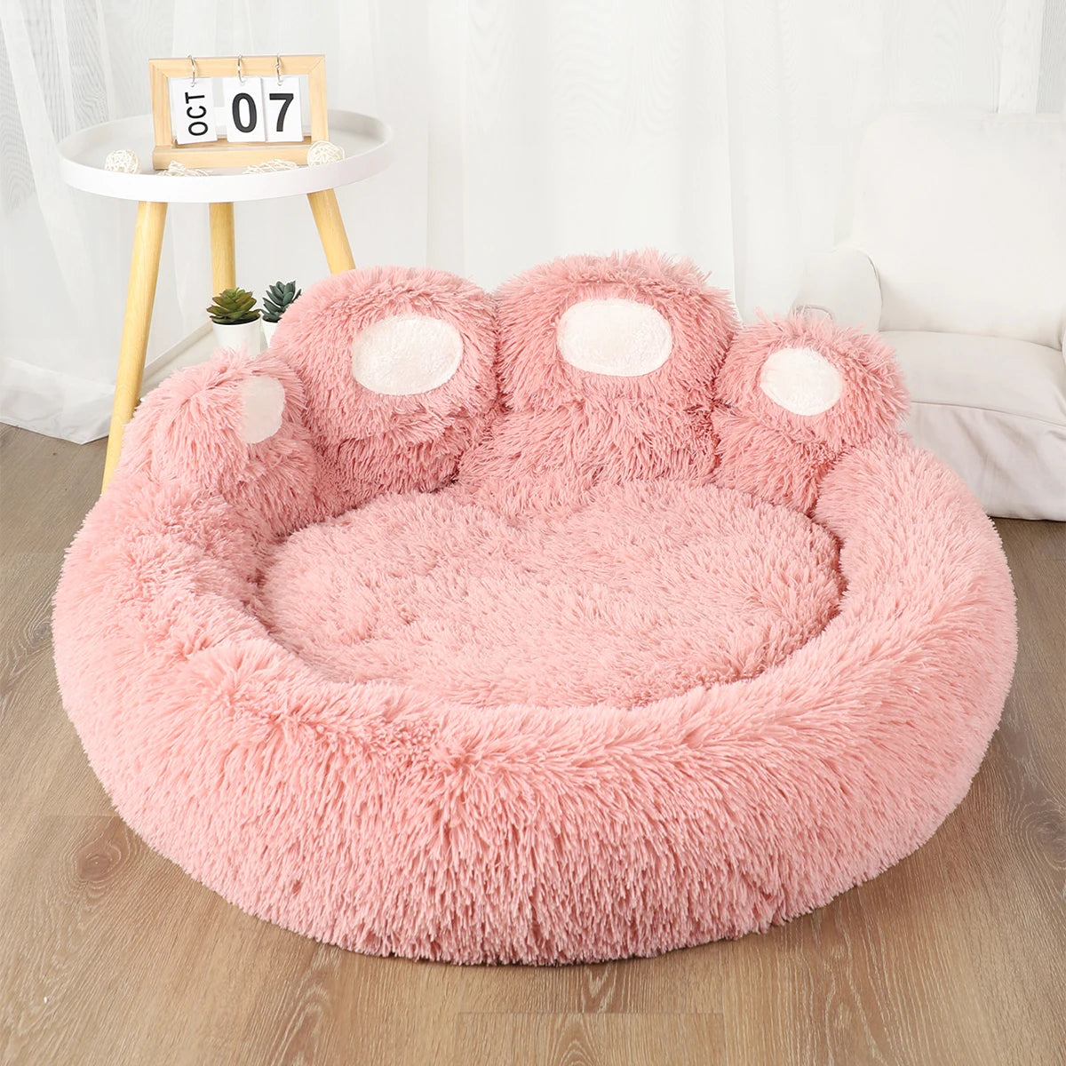 Large Fluffy Dog Bed - Cozy Sofa Style Pet Basket for Small to Medium Dogs