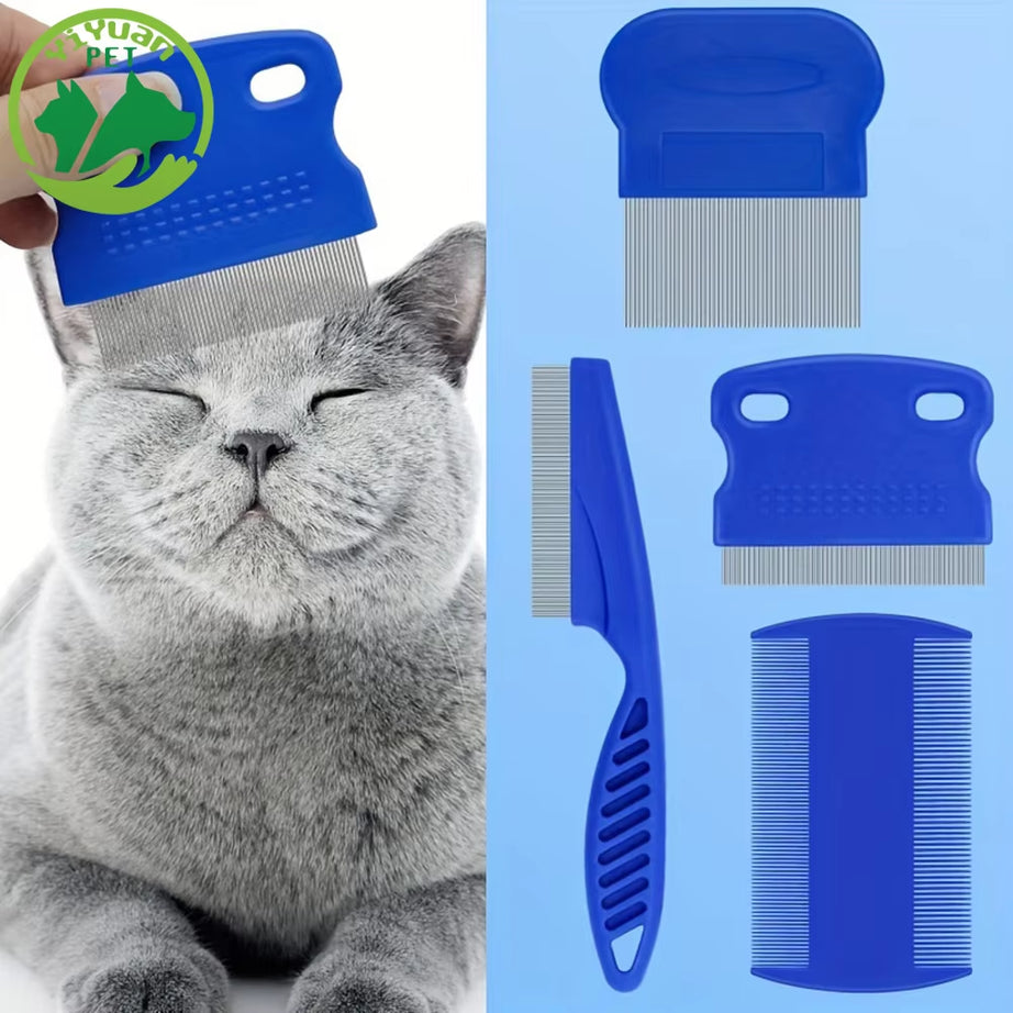 4Pcs Pet Comb Set for Fleas, Lice, Dandruff & Hair Removal