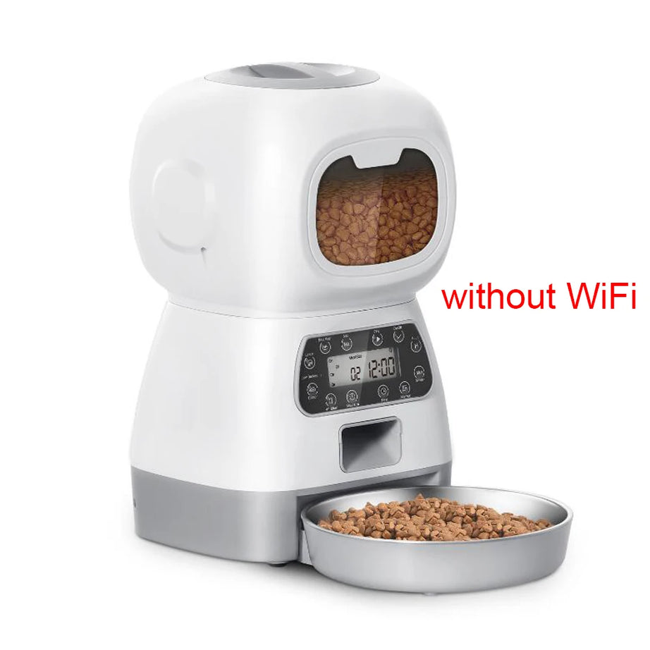 3.5L Auto Pet Feeder for Cats & Dogs, Wifi, Voice Recorder, Timing