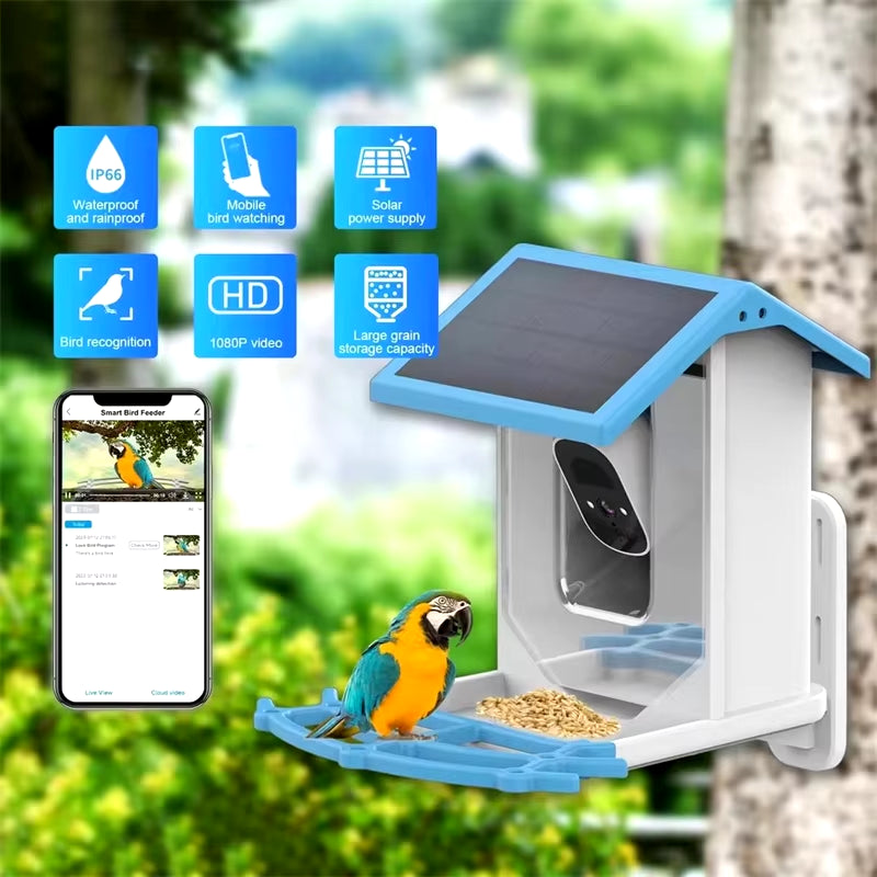 Bird Smart Feeder 1080P Camera, Solar, Night Vision, IP66, 4G/WiFi