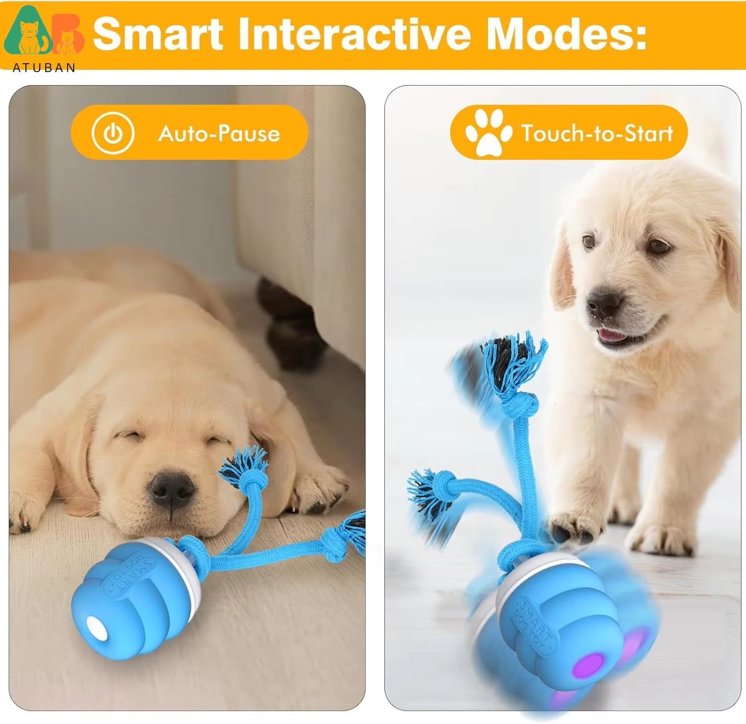 Motion-Activated Squeaky Rolling Dog Toy for Training & Fun