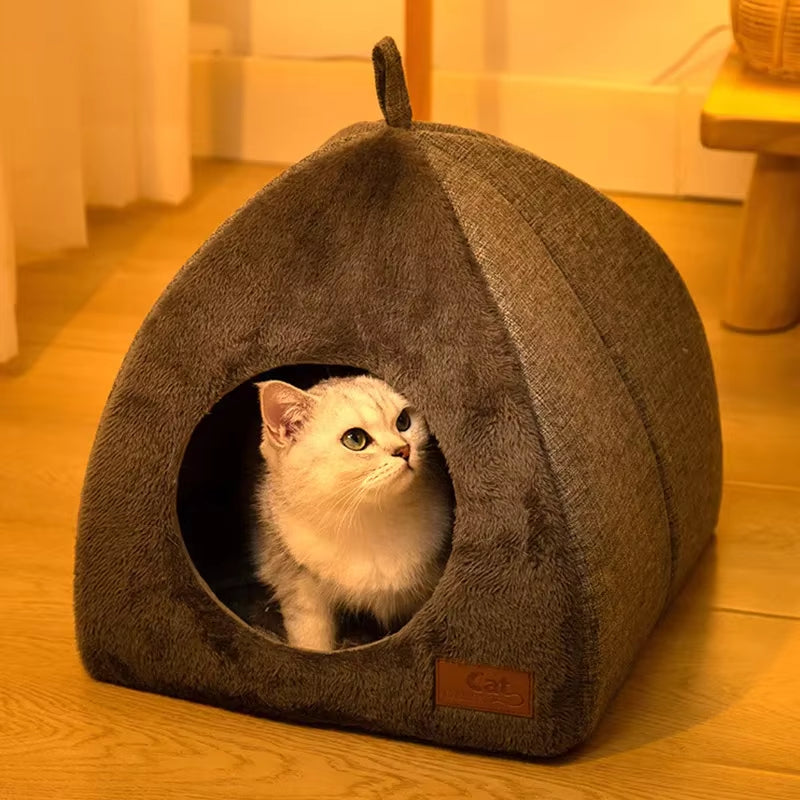 Winter Warm Foldable Cat Bed Soft Plush Pet House Sofa for Dogs