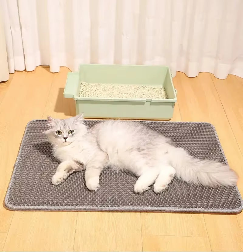 Double Layer Waterproof Cat Litter Mat, Non-Slip, Washable