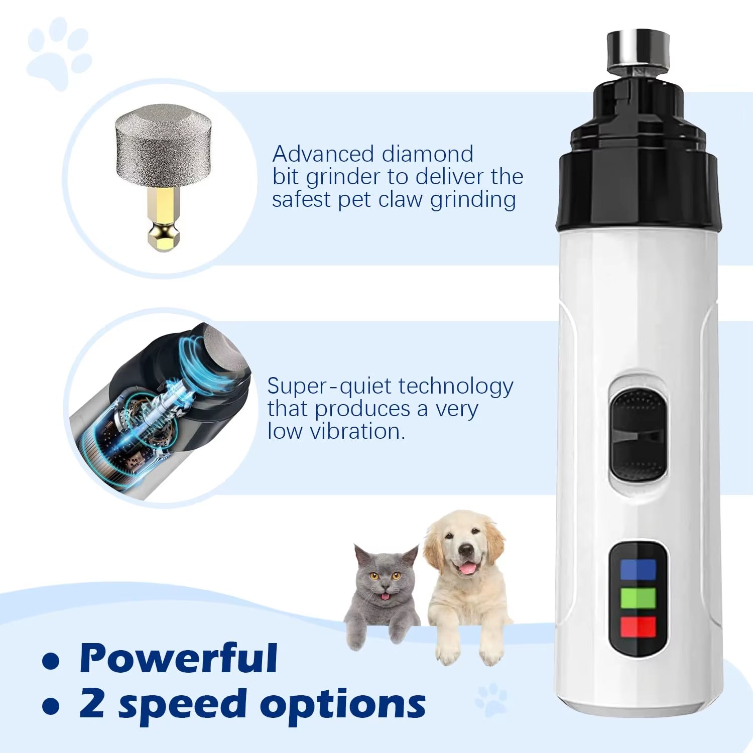Silent Grind Pro Dog Nail Trimmer – Electric Pet Grooming Tool