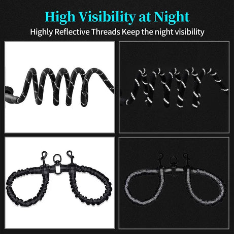 2 Dogs Leash Coupler Double Twin Lead Walking Dog Leashes