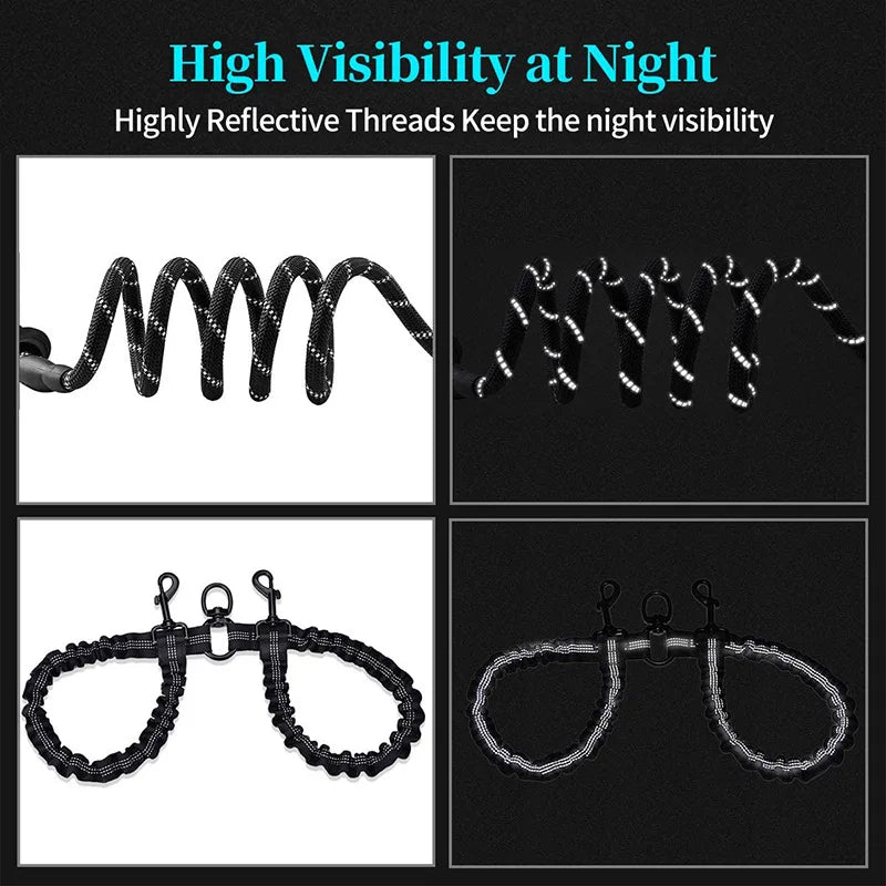 2 Dogs Leash Coupler Double Twin Lead Walking Dog Leashes