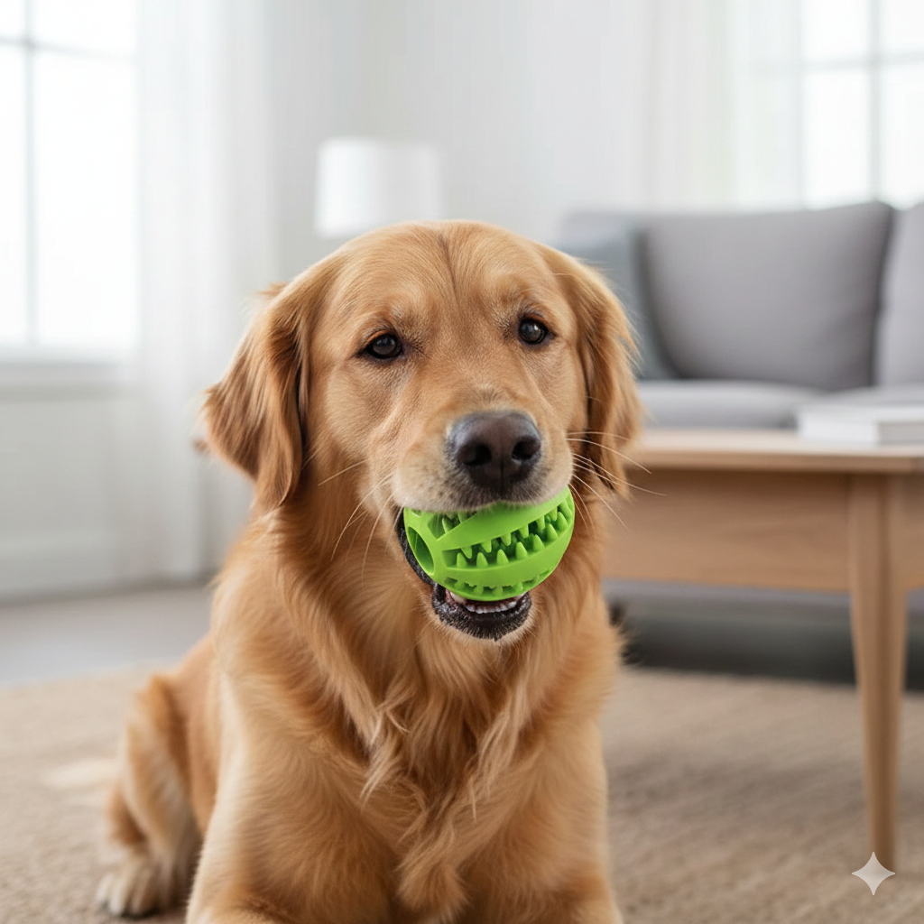 Extra-Tough Natural Rubber Dog Chew Ball – 5cm, Interactive